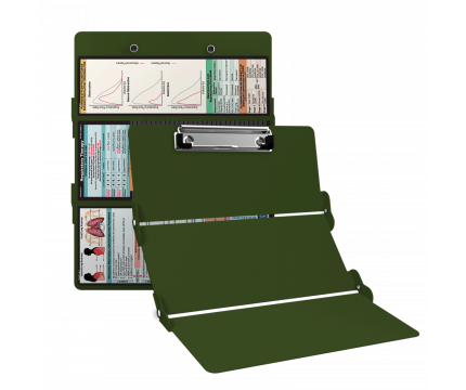 WhiteCoat Clipboard® Trifold - Army Green Respiratory Therapy Edition